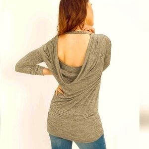 White House Black Market open cowl drape back long sleeve top